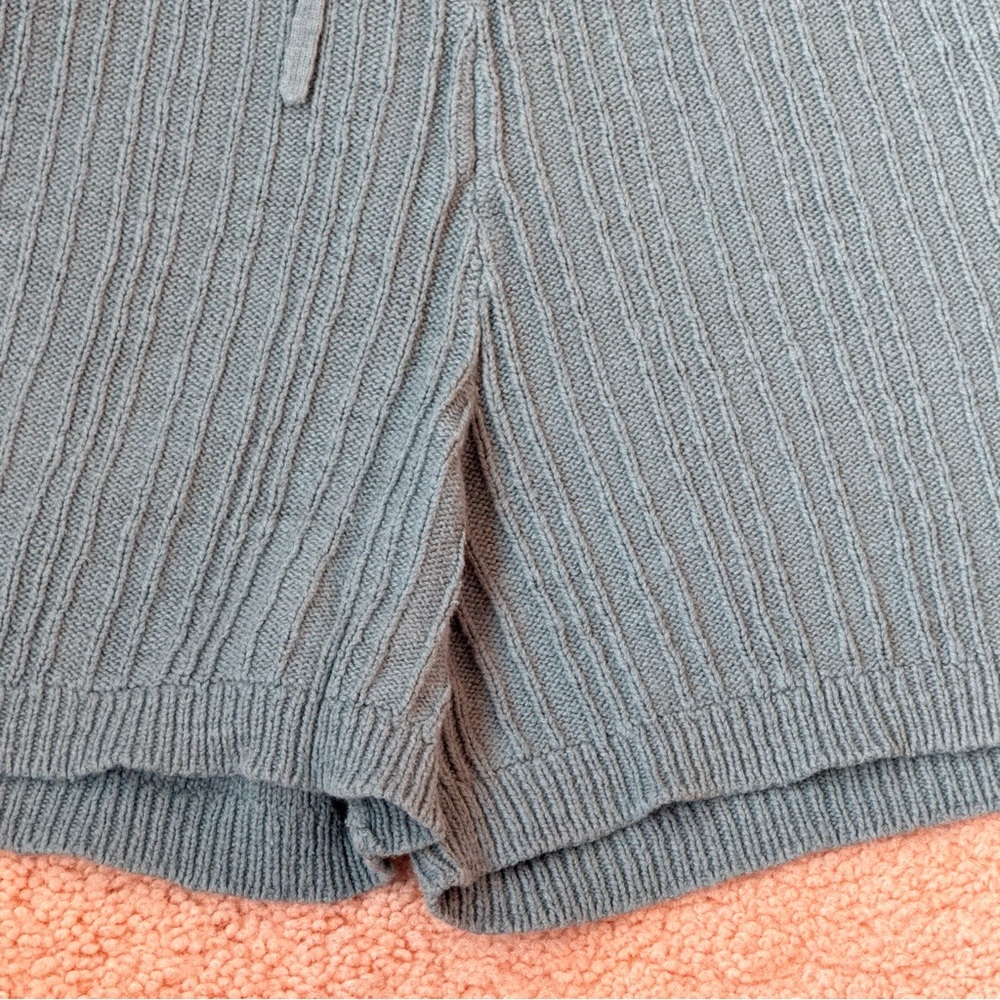 Free Assembly Ribbed Knit Lounge Set Blue Green Teal Size M 7/8 Girls Top Short - Picture 2 of 9